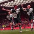 Fowler wearing Liverpool FC 1995-96 away shirt